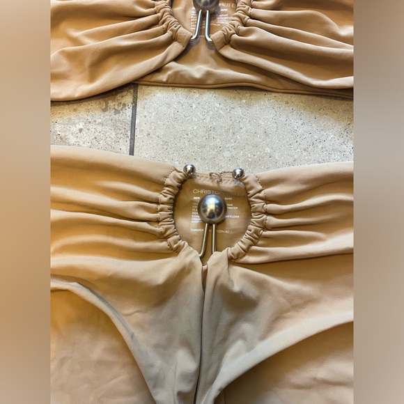 CHRISTOPHER ESBER Ruched Prong Bandeau Bikini Top + High Bikini Brief US8 $343 - Picture 7 of 9